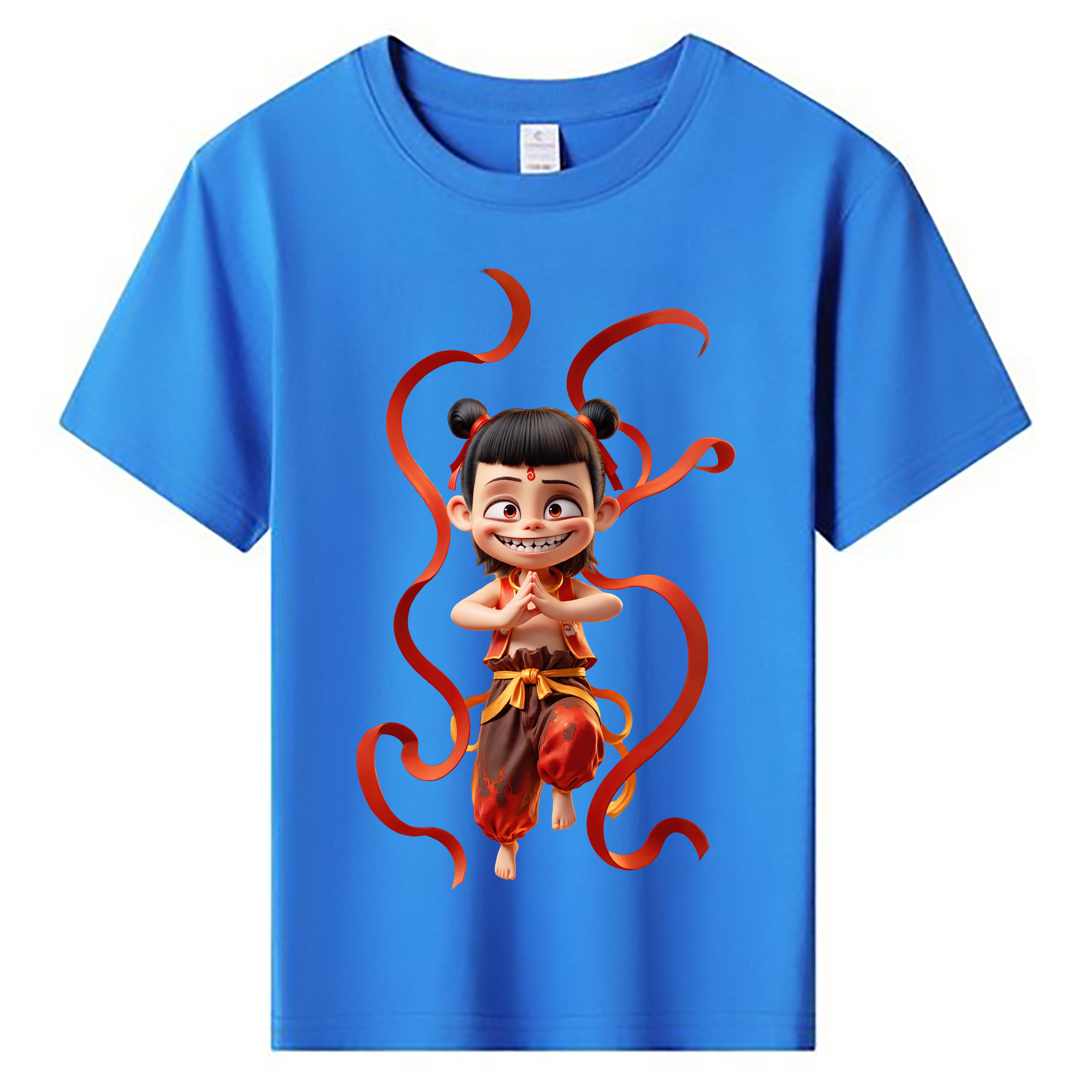 （画像用） Ne Zha 2 ナタ 魔童の大暴れ 綿100％キッズTシャツ（フロントプリント）